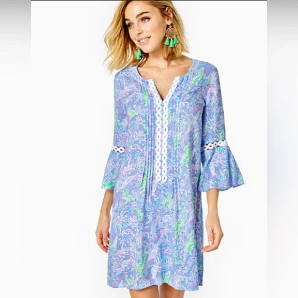 NWT Lilly Pulitzer Hollie Tunic Dress Turtle Package XXS blue pink green - Picture 2 of 4